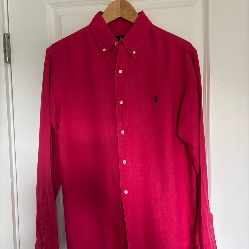 Ralph Lauren Men's Vibrant Red Button Down Shirt